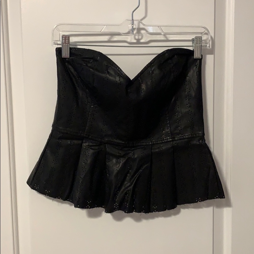 Vegan Leather Bustier Top